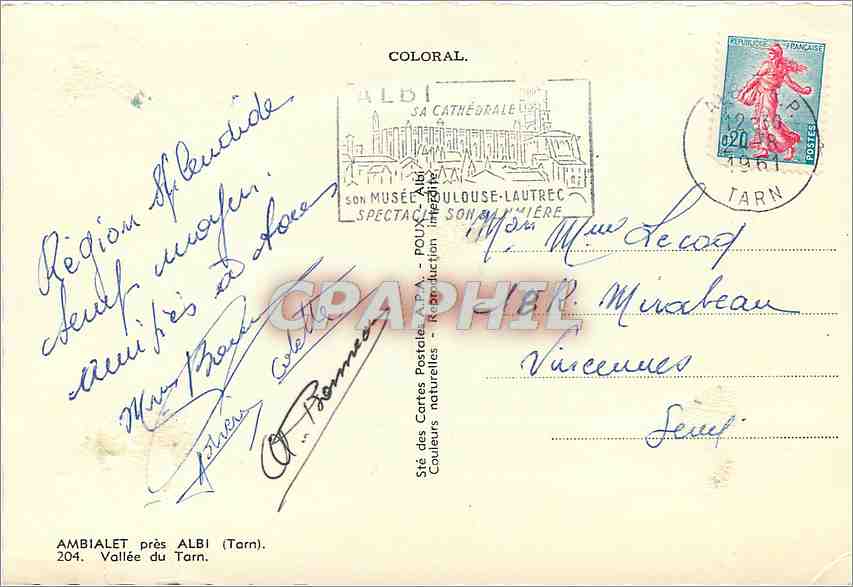 CPM Amialet pres Albi (Tarn) Vallee du Tarn — Rückseite