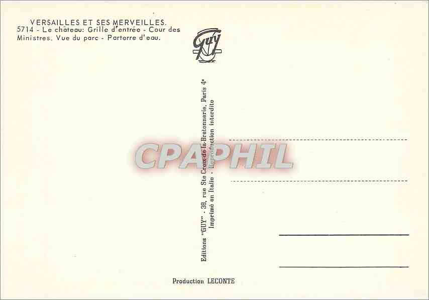 CPM Versailles Cite Royale le chateau Grille d'entree cour des Ministres — Verso
