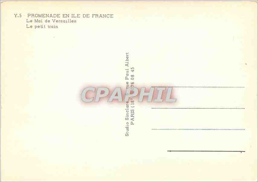 Le petit train — Nouvelles de Versailles — Studio Sinclair Albert — Rückseite