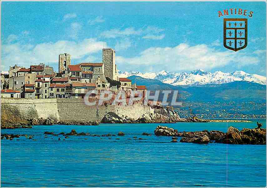 CPM Antibes Cote d'Azur French Riviera les remparts et la chaine des alpes enneigees