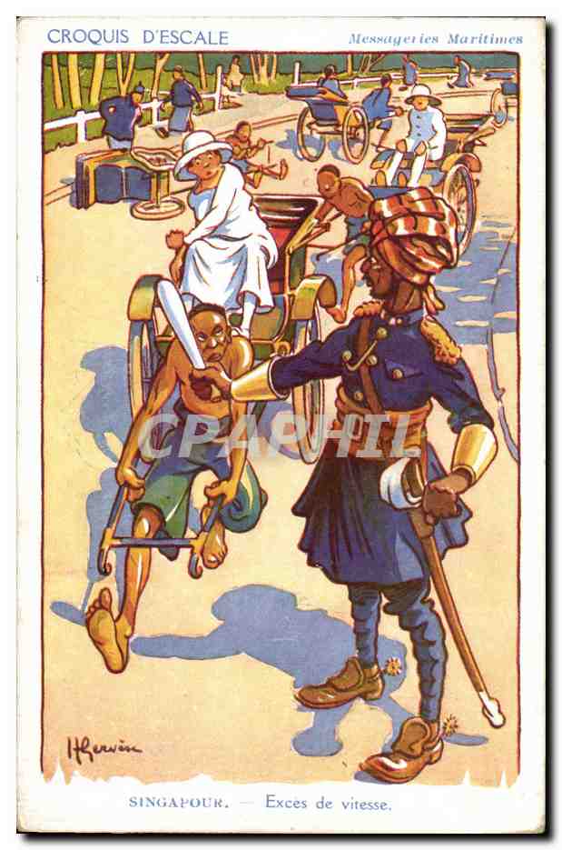 Croquis D'Escale-Fantaisie-Illustration-Malaysia-Malaysie- Singapour-Singapore- Exces de vitesse-CPA