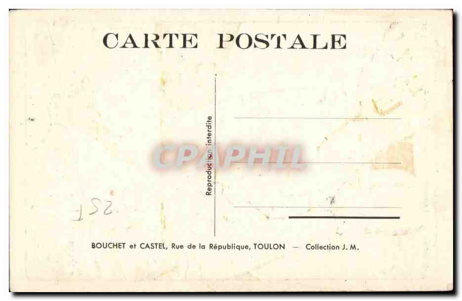 Les Jolis Motifs — N° 9 — Prétexter le vertige pour ne pas descendre par le tangon qu'il appelle intentionnellement « mât de cocagne pour singes » — Éditeur : Bouchet et Castel, Toulon — Verso
