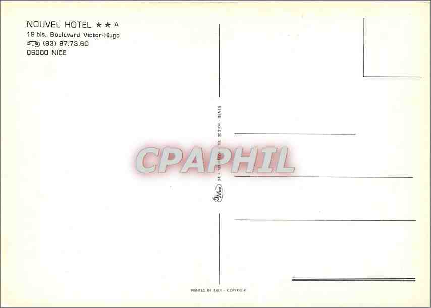 CPM Nouvel Hotel Boulevard Victor Hugo Nice Banque Rothschild — Rückseite
