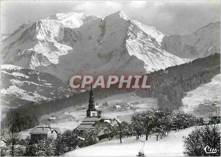Vue d'hiver de Combloux — face au Mont-Blanc — éditeur Cim