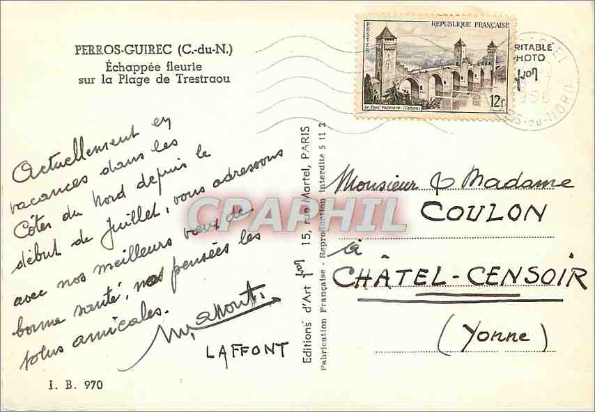 Plage de Trestraou — Échappée fleurie — Éditions d'Art Martel, Paris — Verso