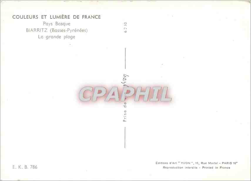 CPM Couleurs et Lumiere de France Pays Basque Biarritz (Basses Pyr) La Grande plage — Verso