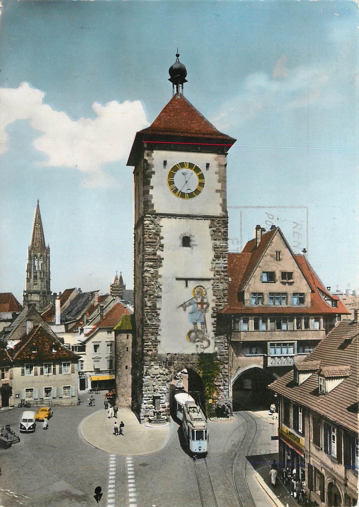 CPM Fribourg en B La Schwabenton et la Cathedrale Tramway
