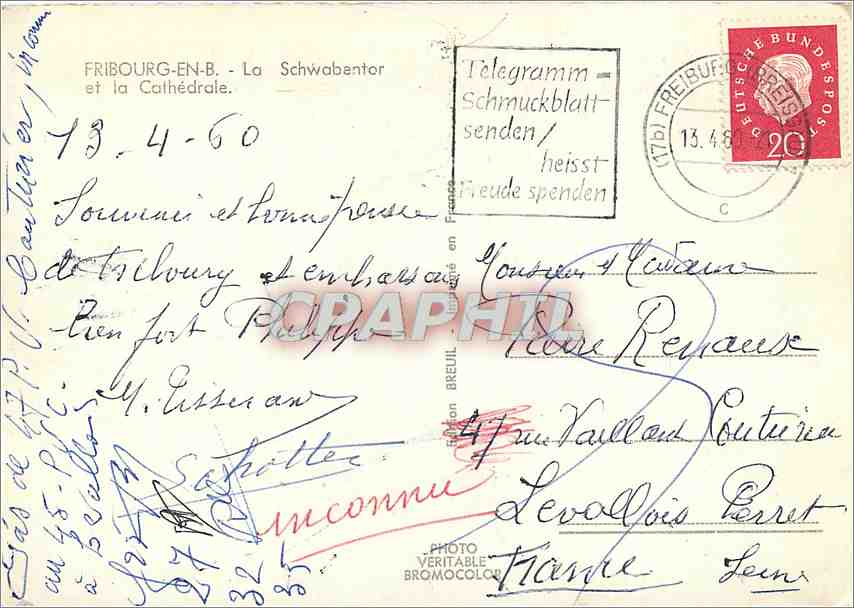 CPM Fribourg en B La Schwabenton et la Cathedrale Tramway — Rückseite