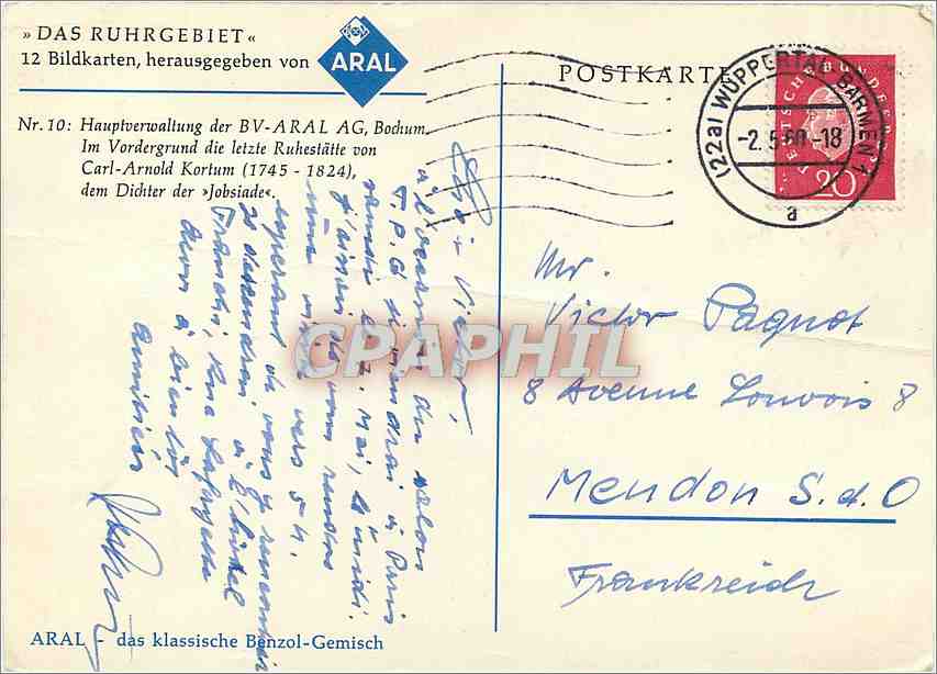 CPM Das Ruhrgebiet Bildkarten Herausgegeben von Aral — Rückseite