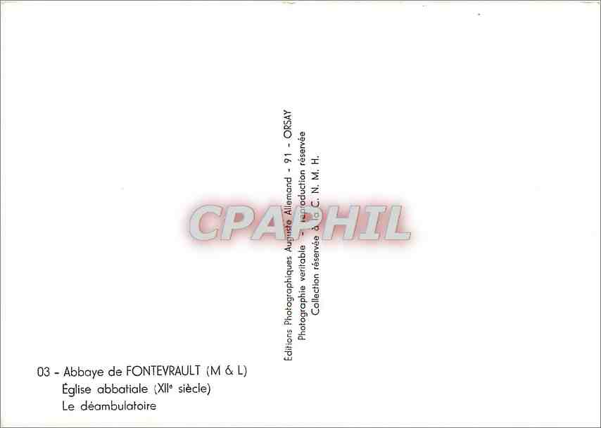 CPM Abbaye de Fontevrault (M L) Eglsie abbatiale (XIIe s) Le Deambulatoire — Rückseite