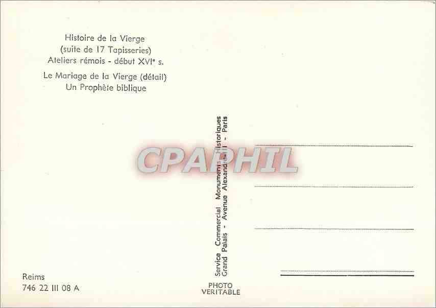 CPM Histore de la Vierge (Suite de 17 Tapisseries) Ateliers remois Debut XVIe s le mariage de la Vie — Rückseite
