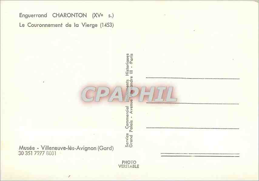CPM Musee Villeneuve les Avignon (Gard) Enguerrand Charonton (XVes) Le Couronnement de la Vierge (14 — Verso
