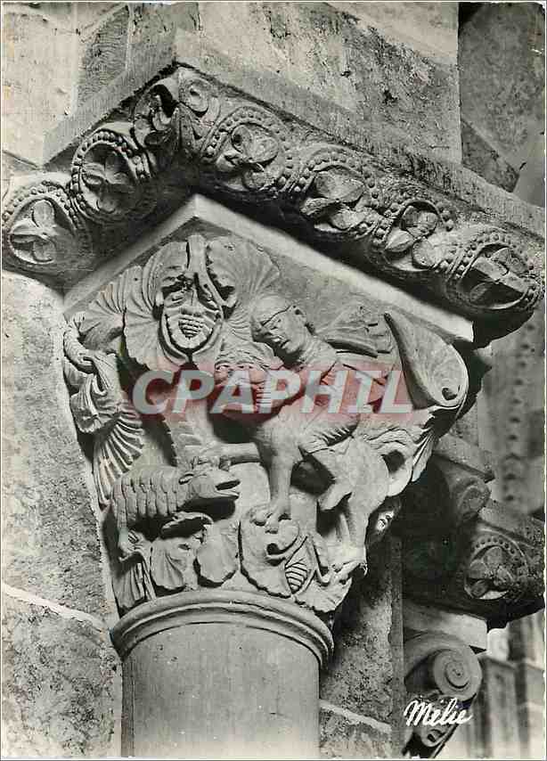 CPM Vezelay (Yonne) Basilique de la Madeleine (XIIe s) Chapiteau David et le Lion