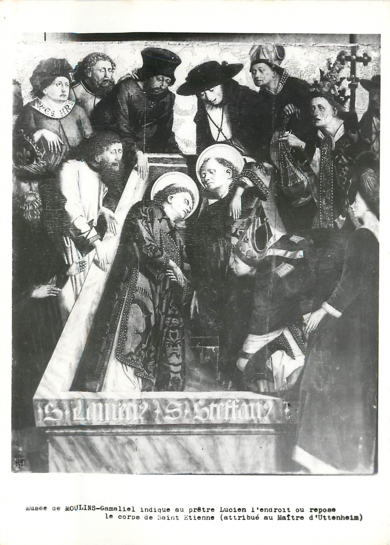CPM Musee de Moulins Gamaiel indique au pretre Lucien l'endroit ou repose le corps de Saint Etienne 