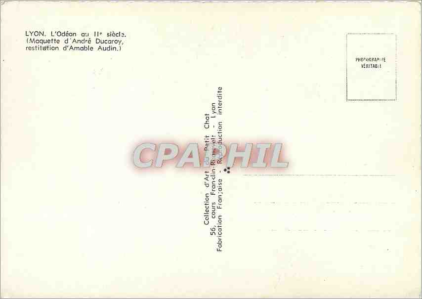 CPM Lyon l'Odeon au IIe s (Maquette d'Andre Ducaray restitution d'Amable Audin) — Verso