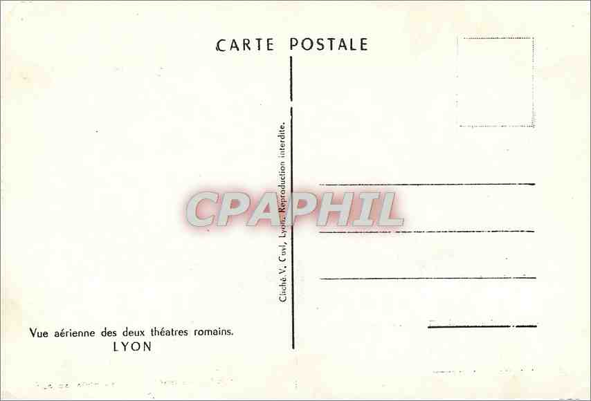 CPM Vue aerienne des deux theatres romains Lyon — Verso