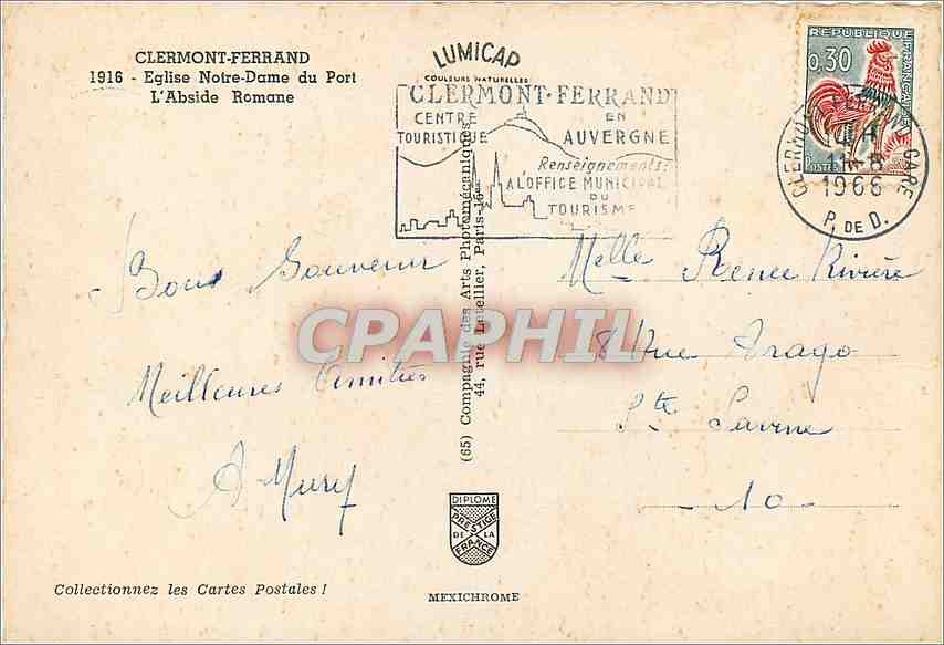 CPM Clermont Ferrand Eglise N D du Port l'Abside Romane — Rückseite