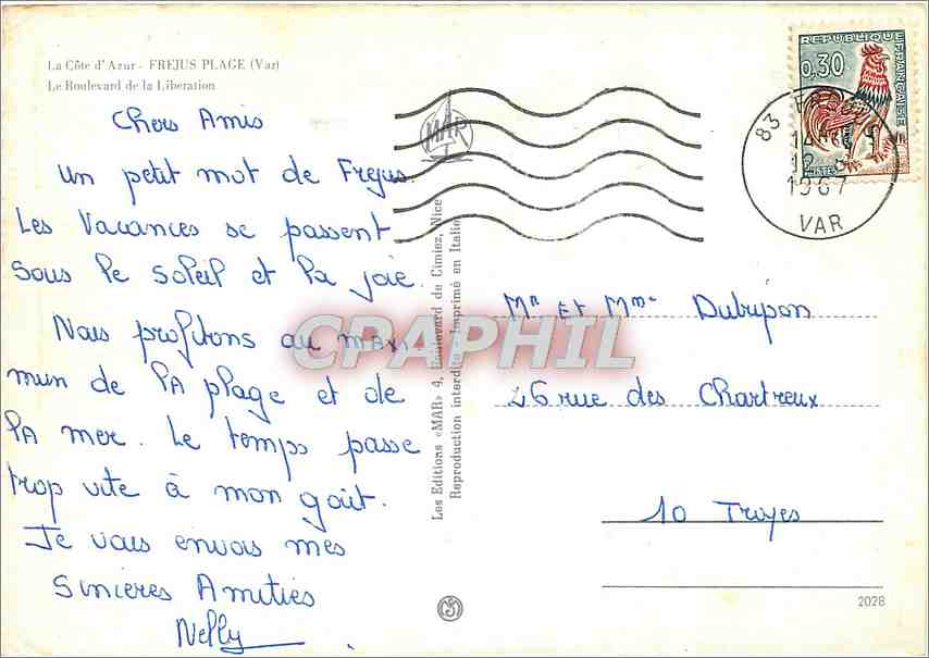 CPM La Cote d'Azur Frejus Plage (Var) Le Boulevard de la Liberation — Rückseite