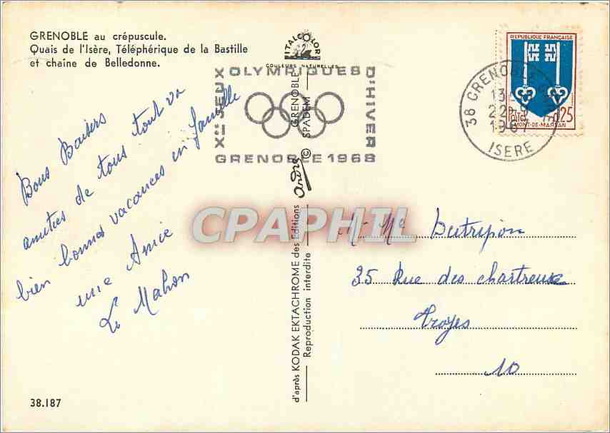 Grenoble — Ville Olympique — Éditions D'IVER — Verso
