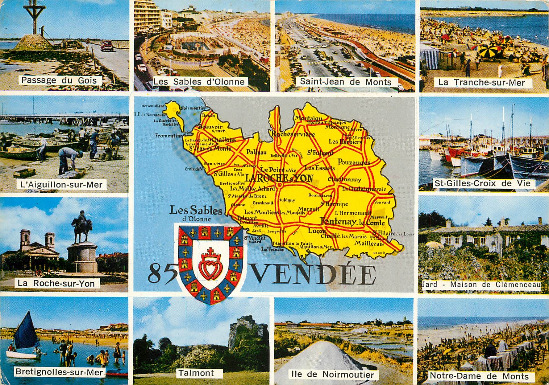 CPM Vendee Passage du Gois Les Sables d'Olonne Saint Jean de Monts La Tranche sur Mer Clemenceau