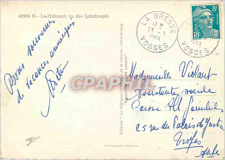 CPM Le Hohneck vue des Spizkoepfe — Rückseite