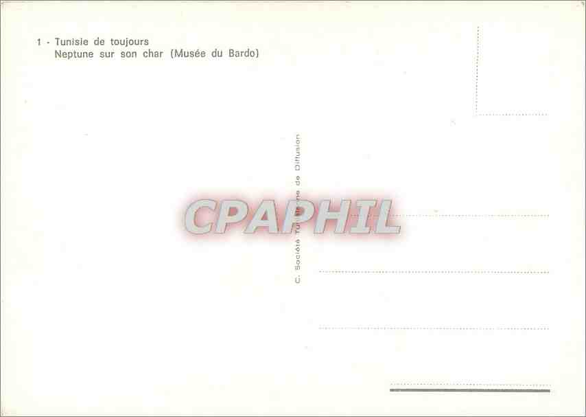 CPM Tunisie de toujours Neptune sur son char (Musee du Barbo) — Rückseite