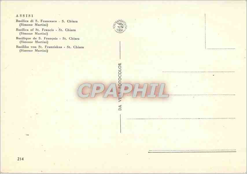 CPM Assisi Basilique de S Francois St Chlara (Simone Martin) — Verso