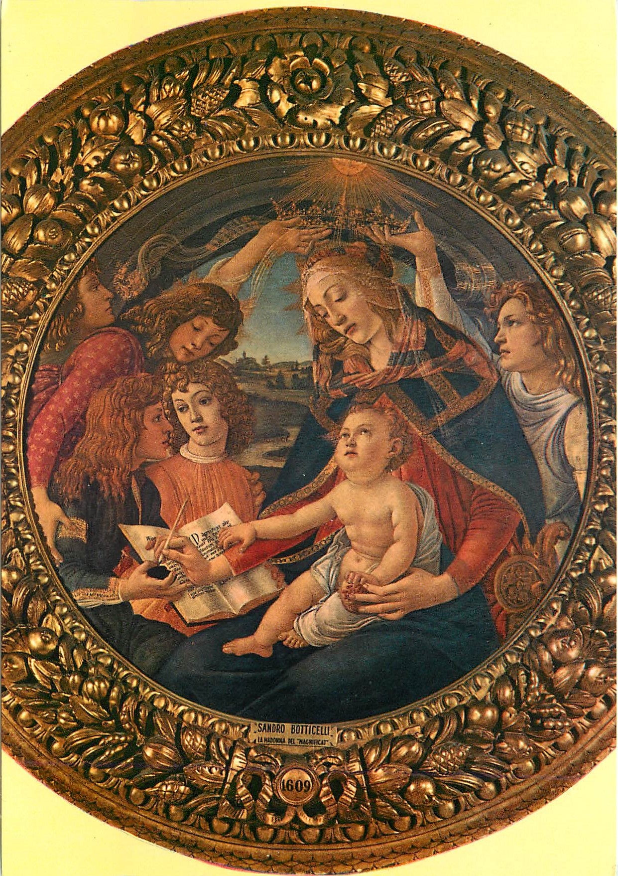 CPM Firenze Galleire Ittizi Botticeli La vierge du Magnificat