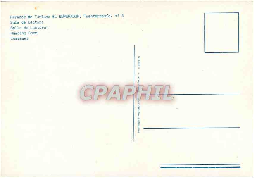 CPM Salle de Lecture Parador de Turismi El Emperador Fuenterrabia — Verso