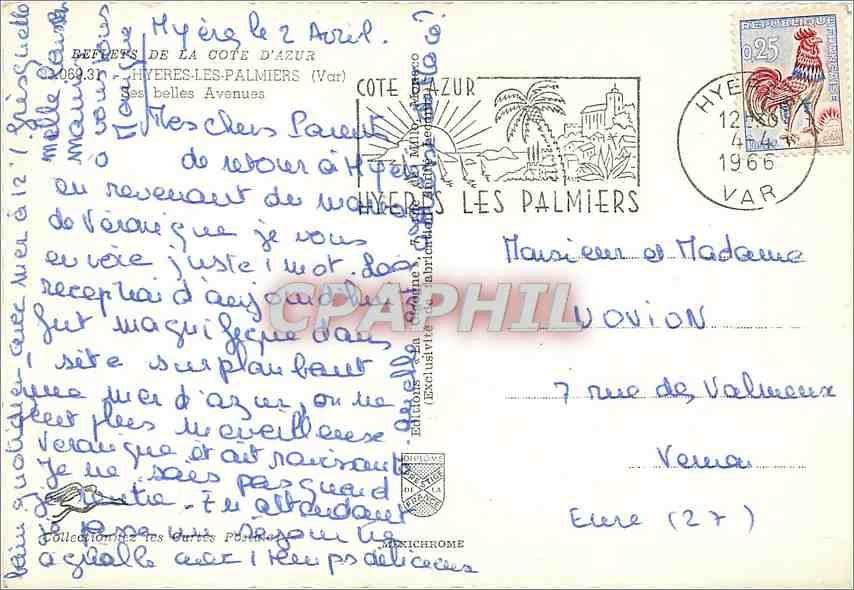 CPM Pays de la Cote d'Azur Hyeres les Palmiers (Var) Ses Belles Avenues — Rückseite
