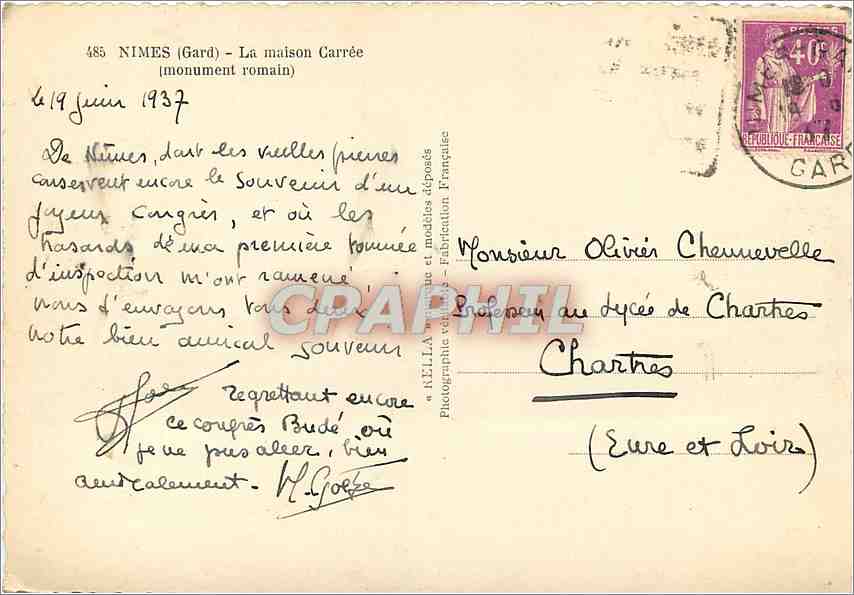 CPM Nimes (Gard) La maison Carree (monument romain) — Rückseite