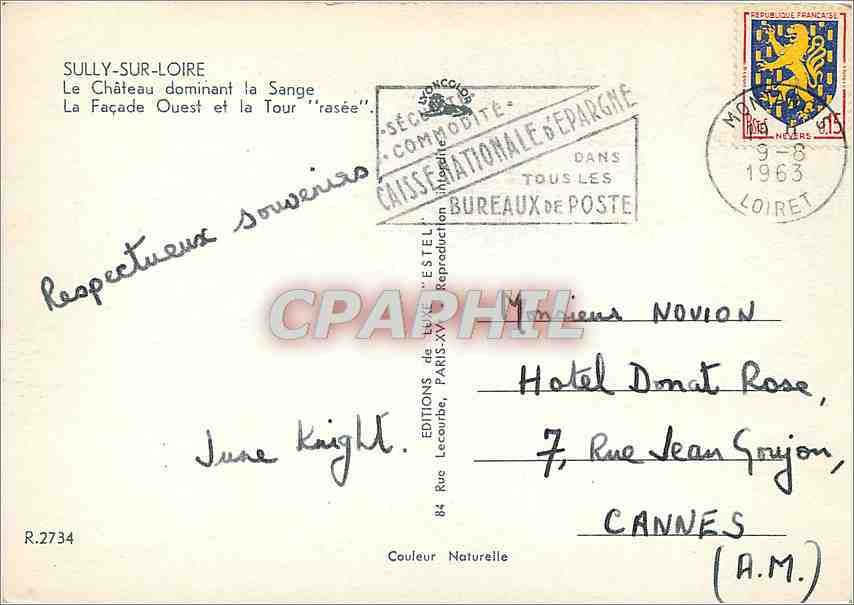 CPM Sully sur Loire le chateau dominant la Sange la Facade Ouest et la Tour rasee — Rückseite
