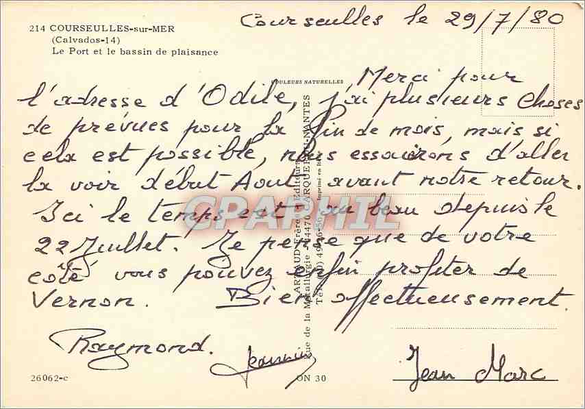 CPM Courseulles sur Mer Le port et le bassin de plaisance — Rückseite