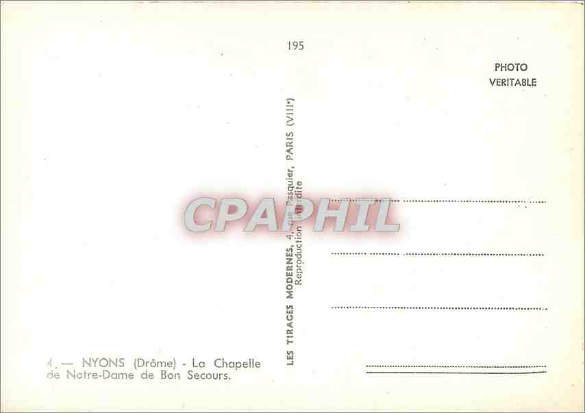 CPM Nyons La chapelle de Notre Dame de Bon Secours — Rückseite