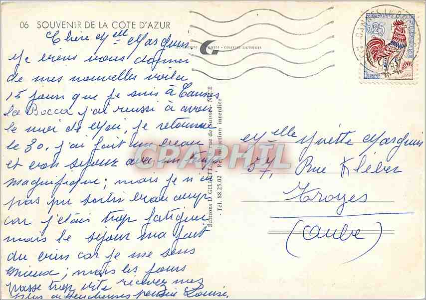 CPM Souvenir de la Cote d'Azur Nice Cannes Monaco Menton — Verso