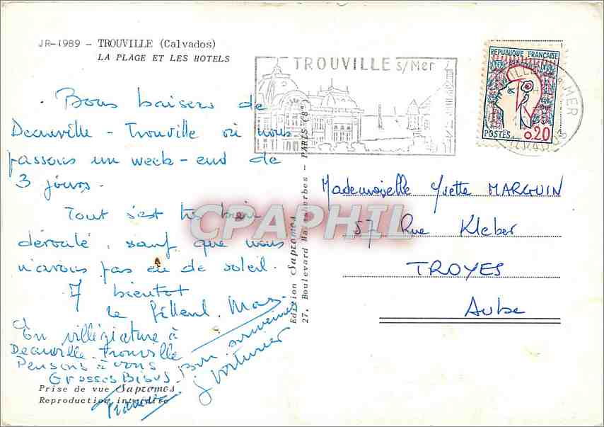 La Plage et les Hôtels à Trouville-sur-Mer — Édition Sapromes — Rückseite