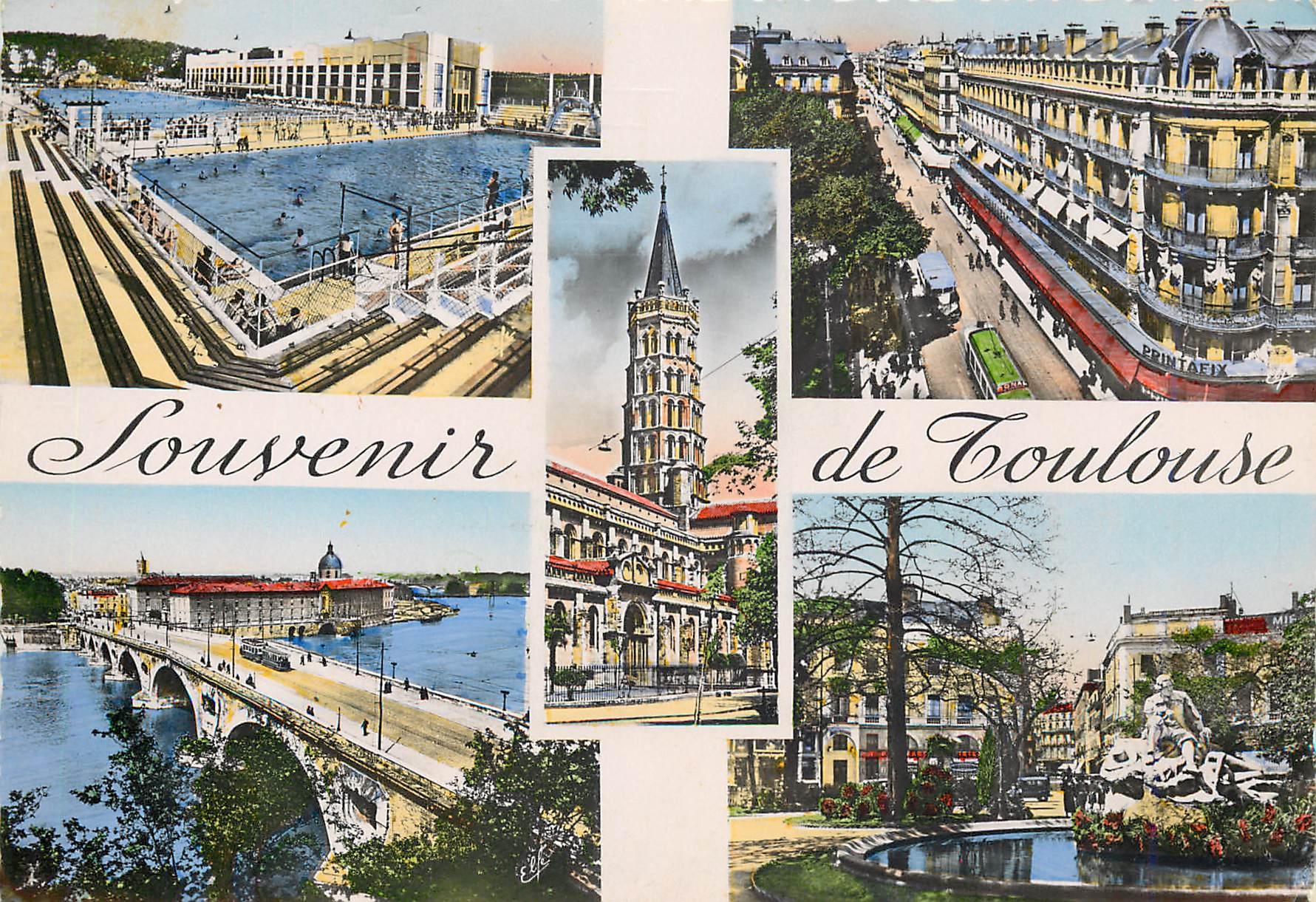 CPM Toulouse La Piscine St Sernin Rue d'Alsace Pont Neuf Square Roosevelt