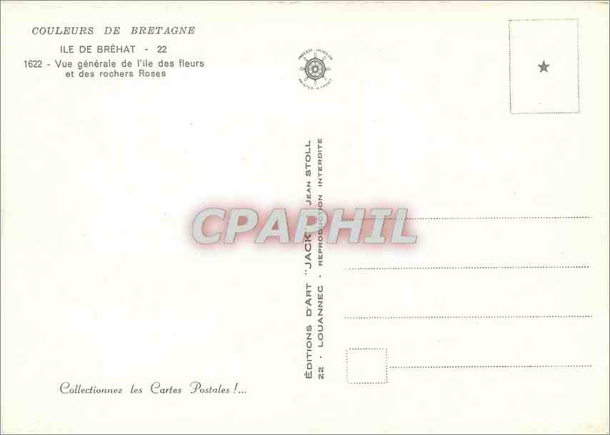 CPM Couleurs de Bretagne Ile de Brehat Vue generale de l'Ile des fleurs et des rocher roses — Rückseite