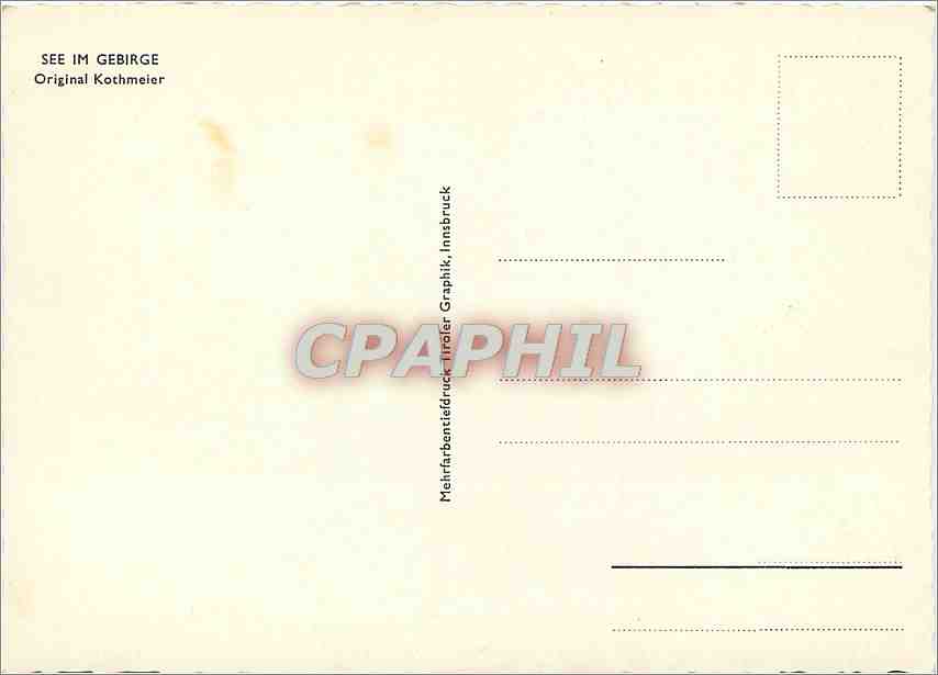 CPM See im Gebirge Original Kothmeier — Rückseite