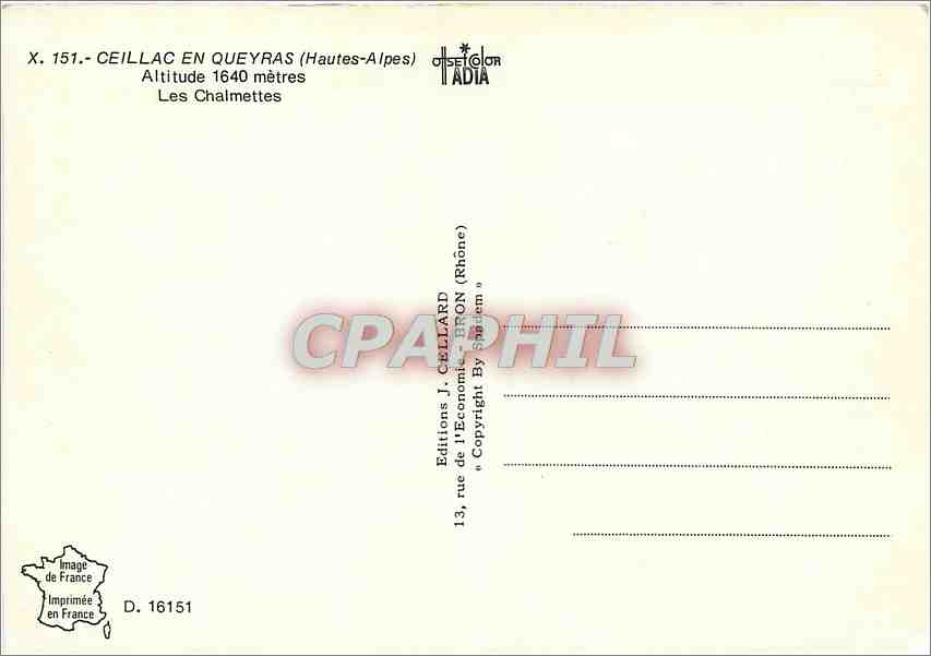 Ceillac in Queyras (Hautes-Alpes) — Les Chalmettes — Éditions J. Cellard — Back