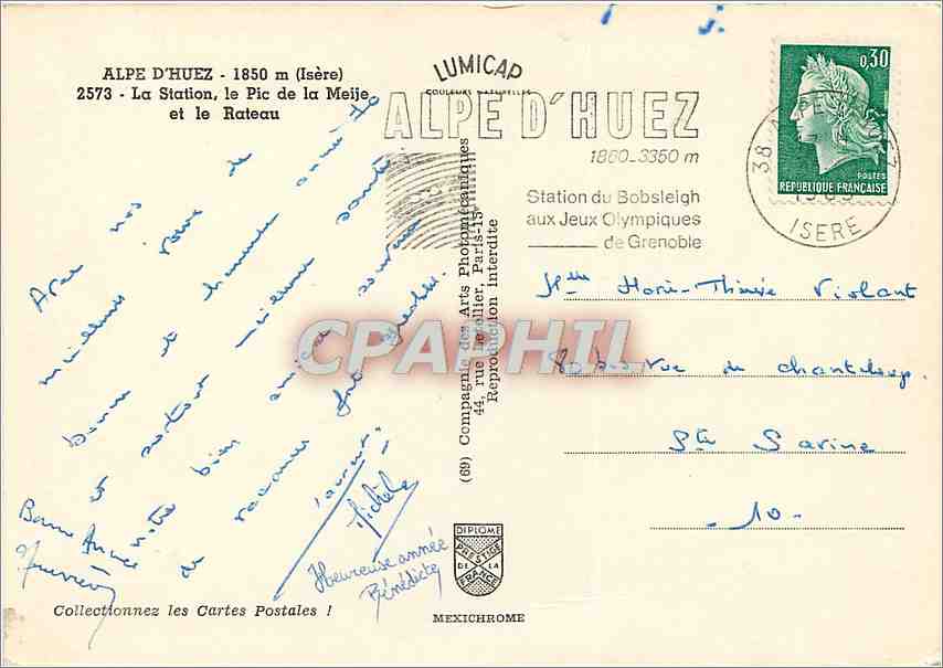 Alpe d'Huez — Station du Bobsleigh aux Jeux Olympiques de Grenoble — Lumicap — Verso