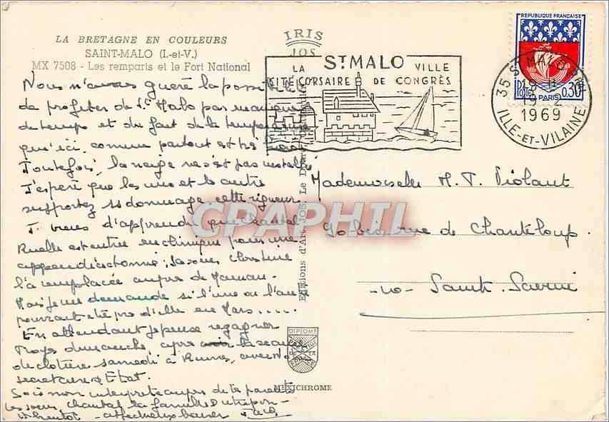 CPM La Bretagne en Coulerus Saint Malo (I et V) Les remparts et le Fort National — Back