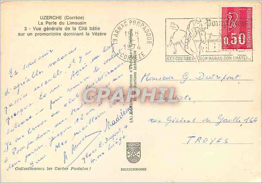 CPM Uzerche (Correze) La Perle du Limousin Vue generale de la Cite Batie sur un promontoire dominant — Rückseite