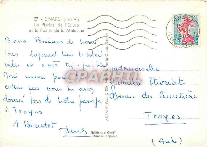 Dinard (Ille-et-Vilaine) — La Piscine de l'Ecluse et la Pointe de la Malouine — Éditions Gaby — Verso