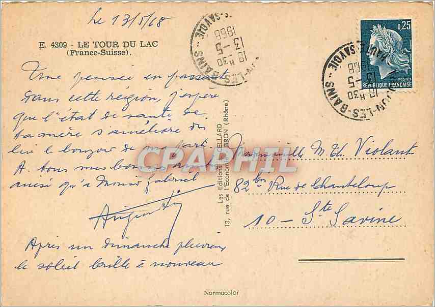 CPM Le Tour du Lac (France Suisse) Chillon Evian Geneve Saint Gingolph Lausanne Amphion Thonon Yvoir — Rückseite