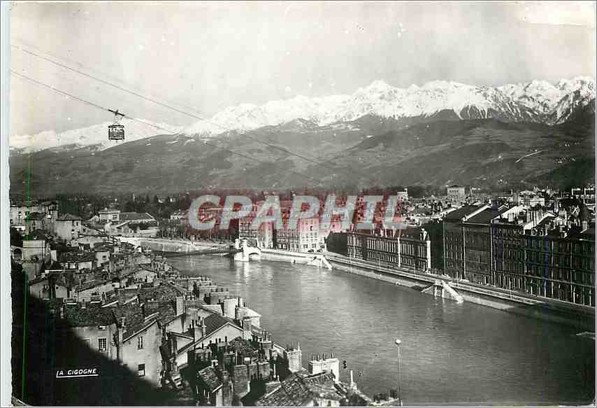 Grenoble — vue sur l'Isère et la Chaîne de Belledonne — Éditions 'La Cigogne'