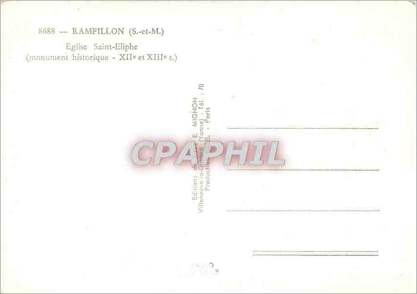 CPM Rampillon (S et M) Eglise Saint Eliphe (monument historique XIIe et XIIIe s) — Verso