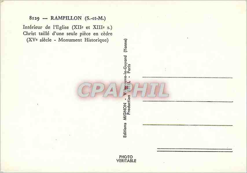 CPM Rampillon (S et M) Interieur de l'Eglise (XIIe et XIIIe s) Christ taille d'une seule piece en ce — Rückseite