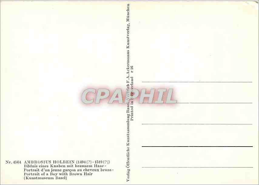 CPM Ambrosius Holbein (1494 1519) Bilding eines Knaben lit braunem Haar — Verso