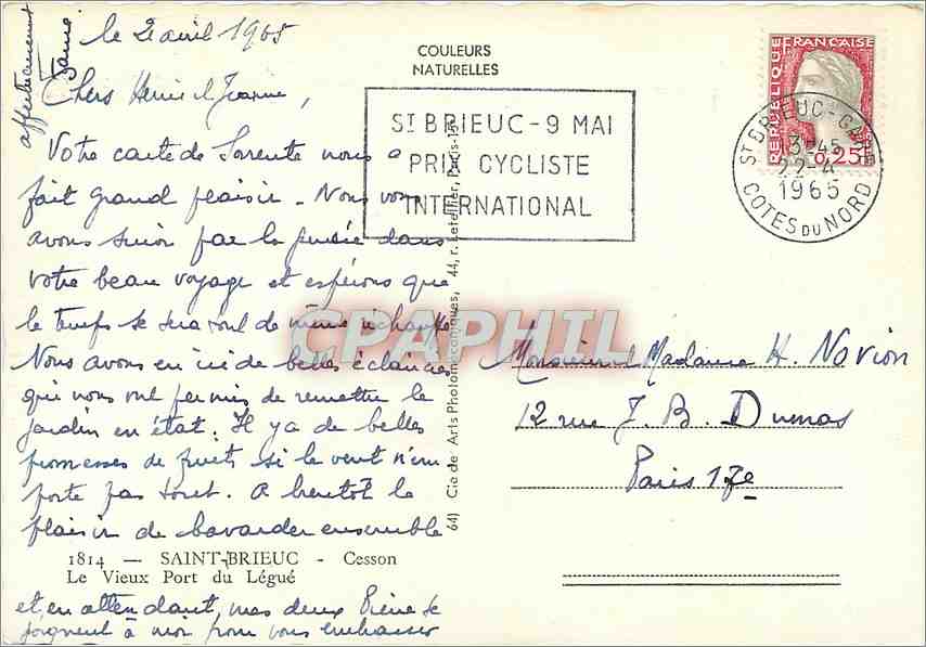 Saint-Brieuc - Le Vieux Port du Légué — éditeur Cap — Rückseite